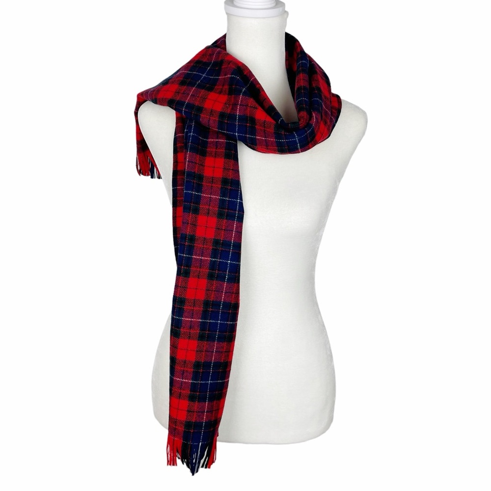 Vintage 1960’s Pendleton Wool Scarf Tartan Plaid Red Blue Green